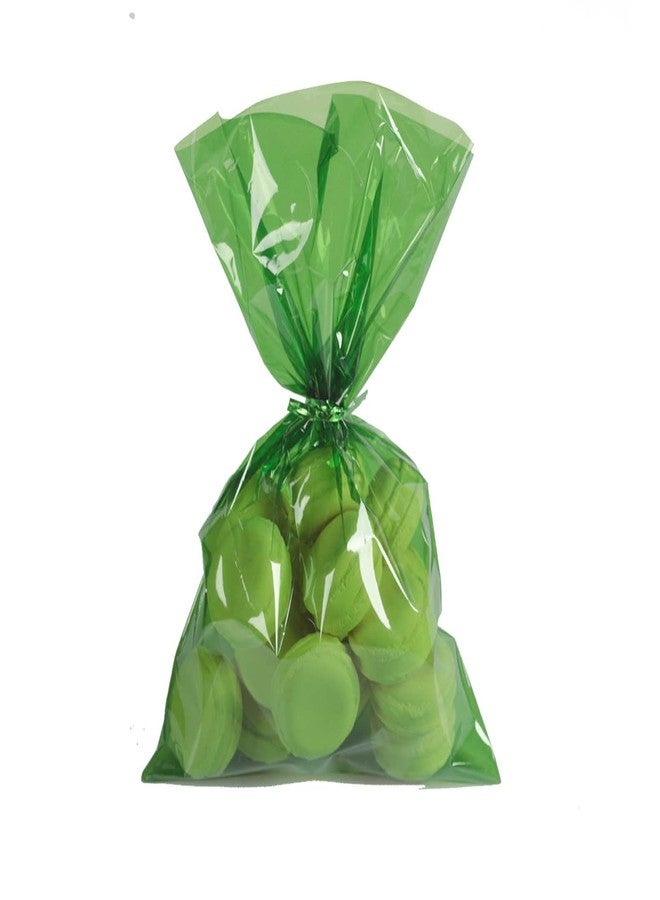 WOPARTY Green Clear Cellophane Treat Bags Cello Cookie Candy Plastic Bag,6x9 Inch Bags，Pack of 50 - Image 1